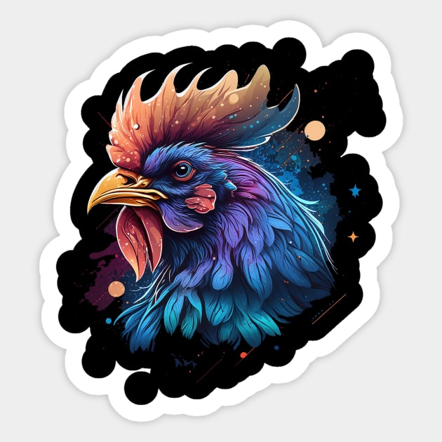 rooster Sticker by a cat cooking